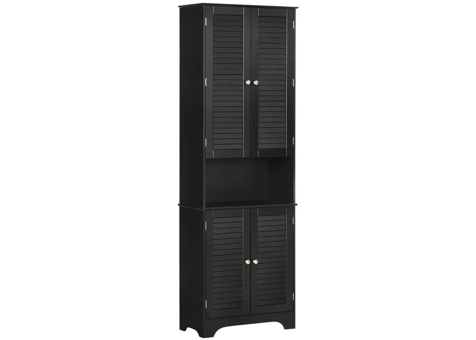 Black Bathroom Storage: Tall Linen Tower Cabinet with Doors & Shelf