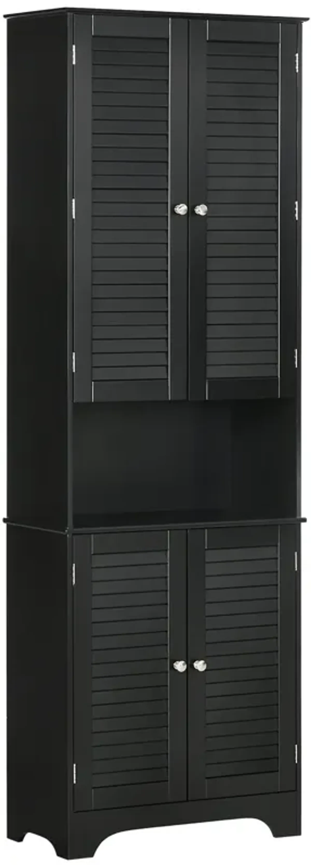 Black Bathroom Storage: Tall Linen Tower Cabinet with Doors & Shelf