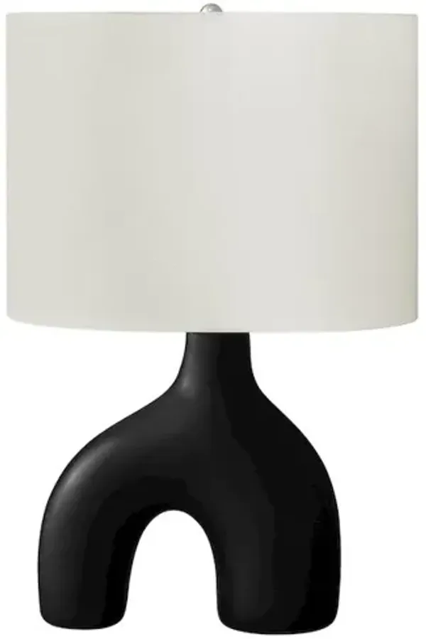 25"H, Table Lamp, Black Ceramic, Ivory / Cream Shade, Contemporary, Modern