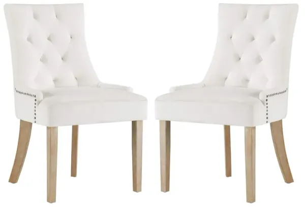 Modway Pose Dining Chair Velvet Set of 2, Two, Ivory