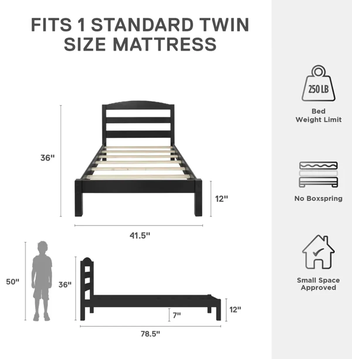 DHP Braylon Twin Bed, Black