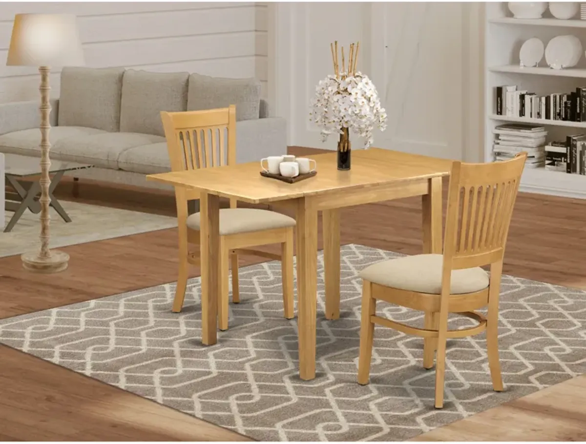 East West Furniture Dining Room Set Oak, NDVA3-OAK-C