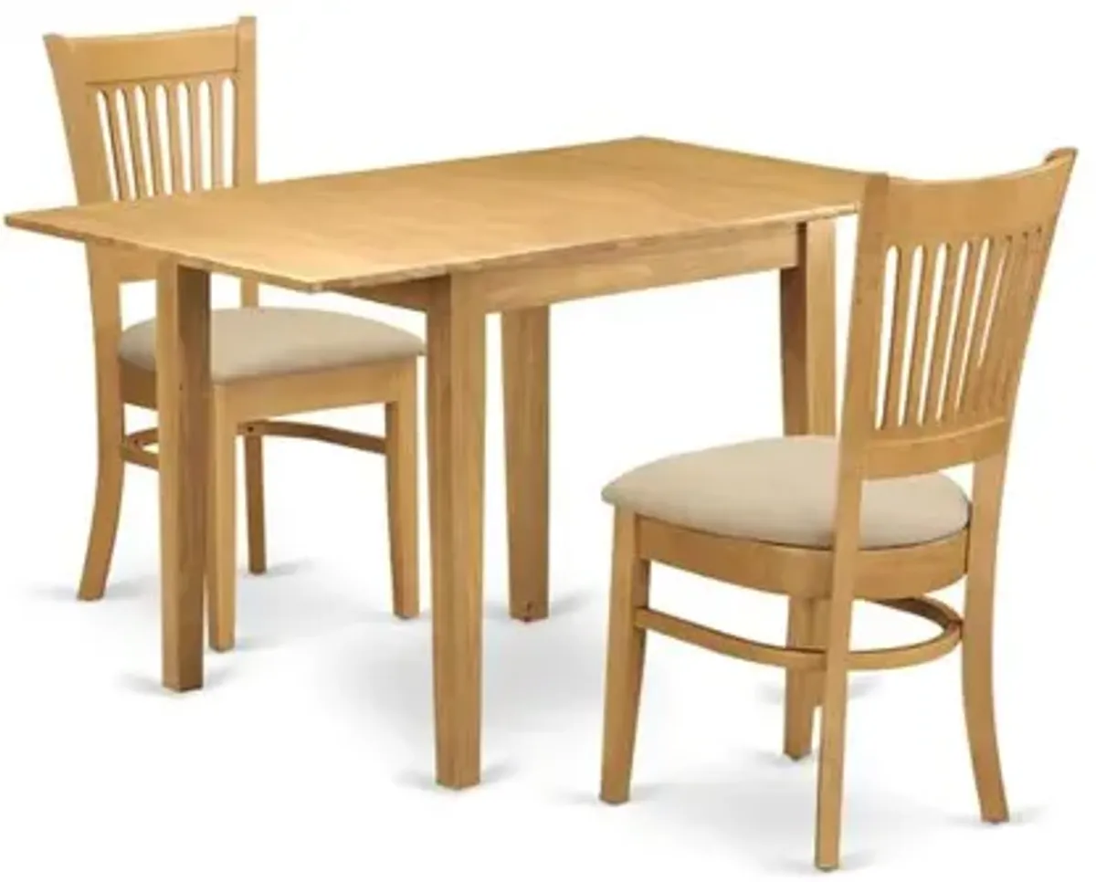 East West Furniture Dining Room Set Oak, NDVA3-OAK-C