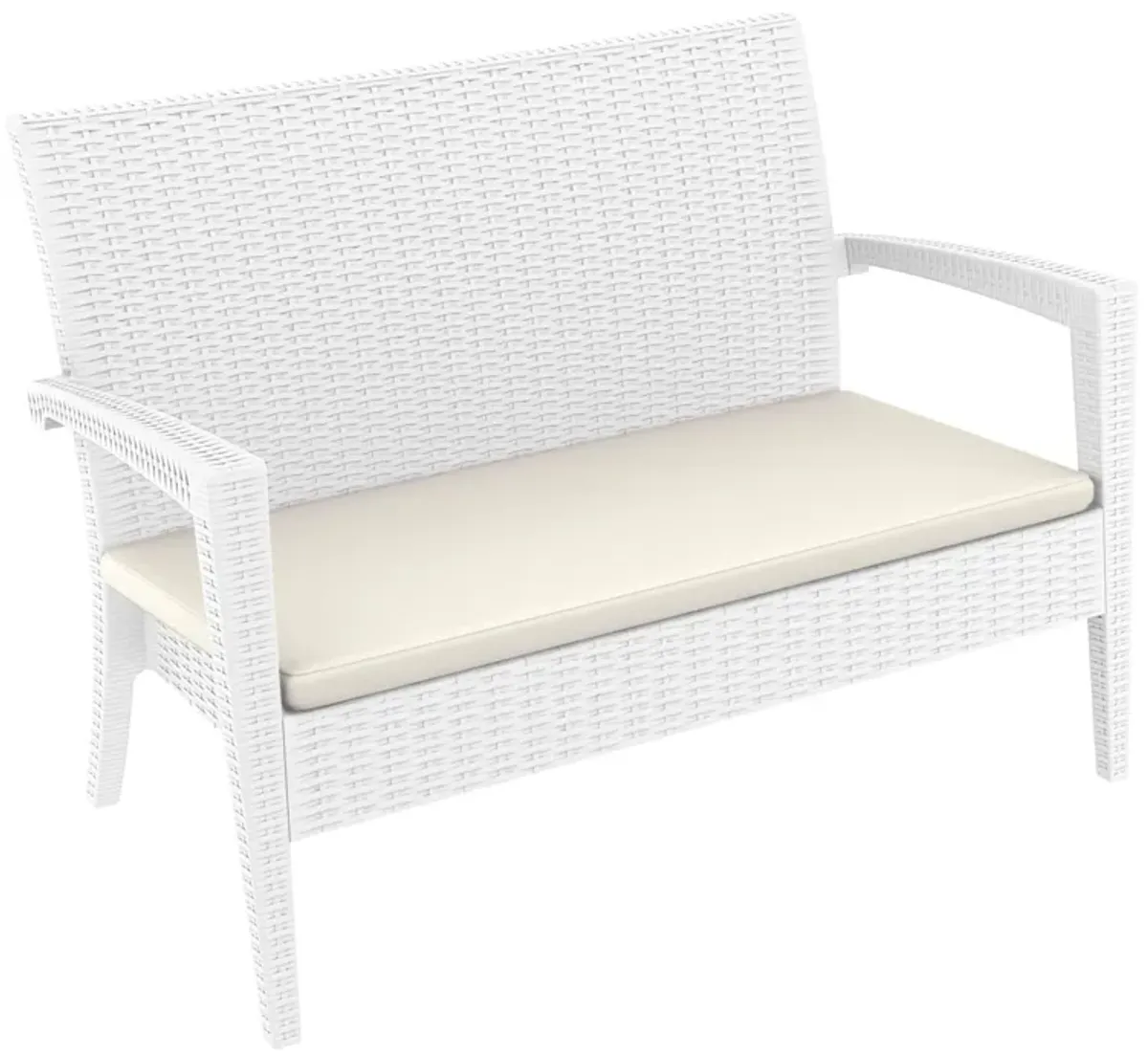 35" White Outdoor Patio Loveseat with Sunbrella Cushion