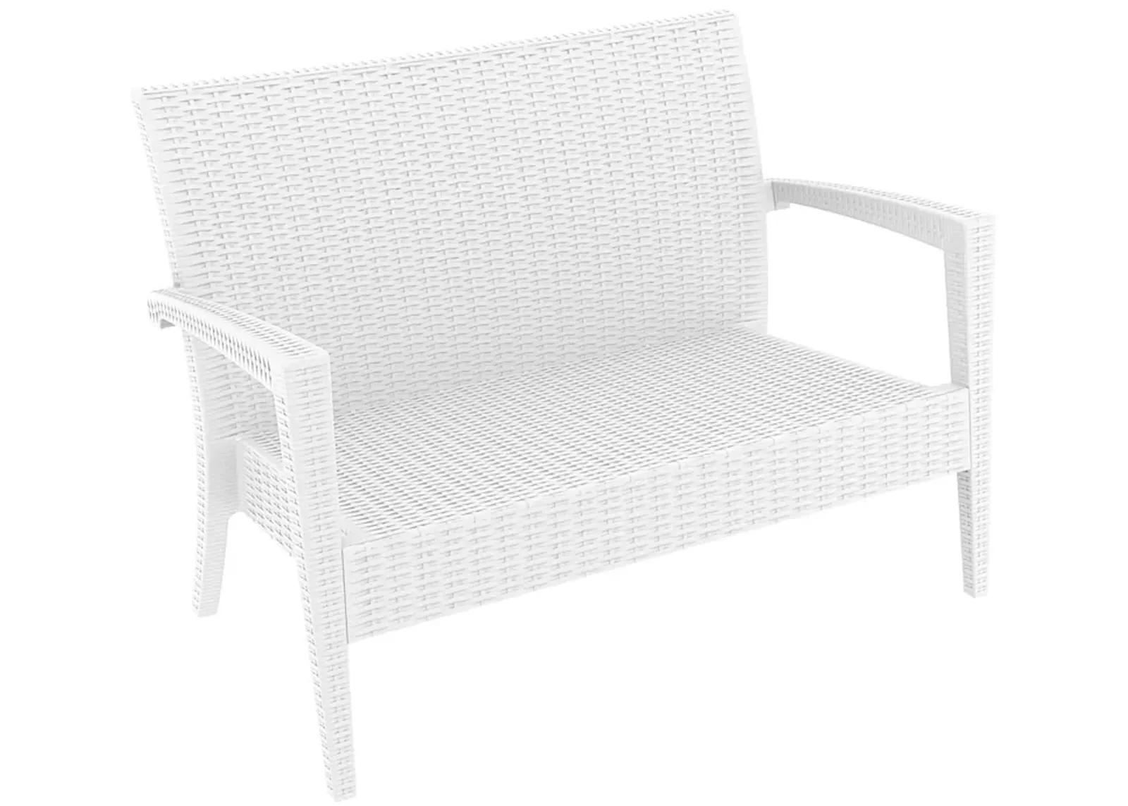 35" White Outdoor Patio Loveseat with Sunbrella Cushion