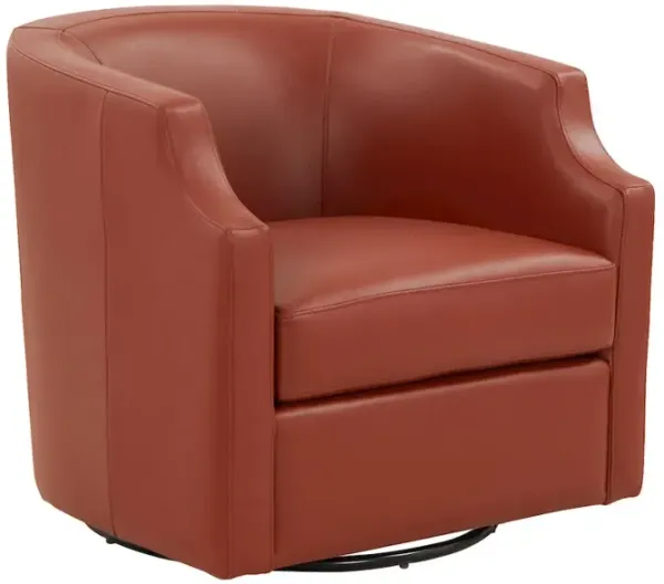 Comfort Pointe Caramel Top Grain Leather Swivel Glider Barrel Chair