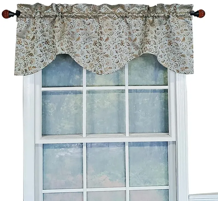 RLF Home Chopin Bravo Window Treatment Valance 1-1/2" rod pocket 2" header 50" x 15" Blue Mist