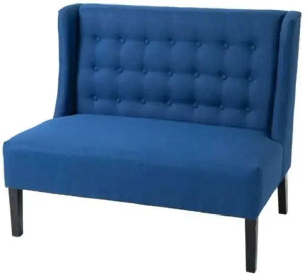 Modern Style Linen Loveseat – 2-Seater Sofa with Wooden Legs For Living Room