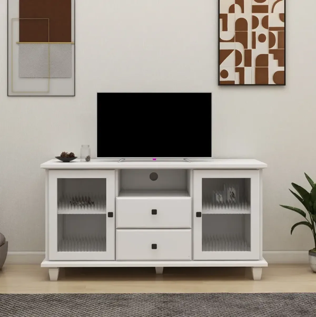 Ultra White Changhong Glass TV Cabinet