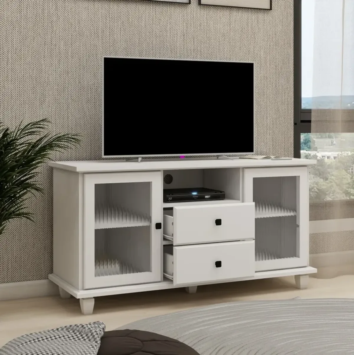 Ultra White Changhong Glass TV Cabinet