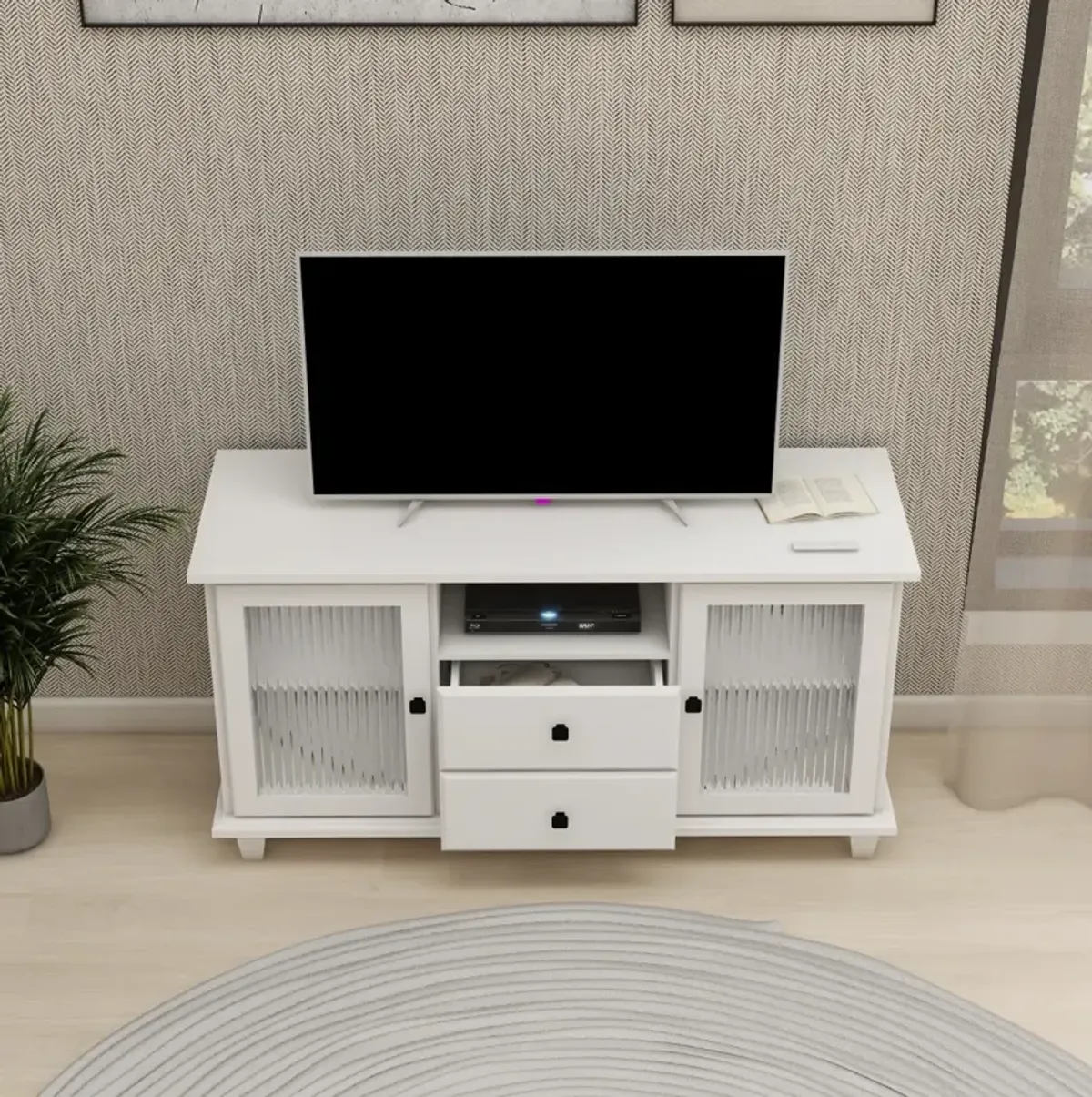 Ultra White Changhong Glass TV Cabinet