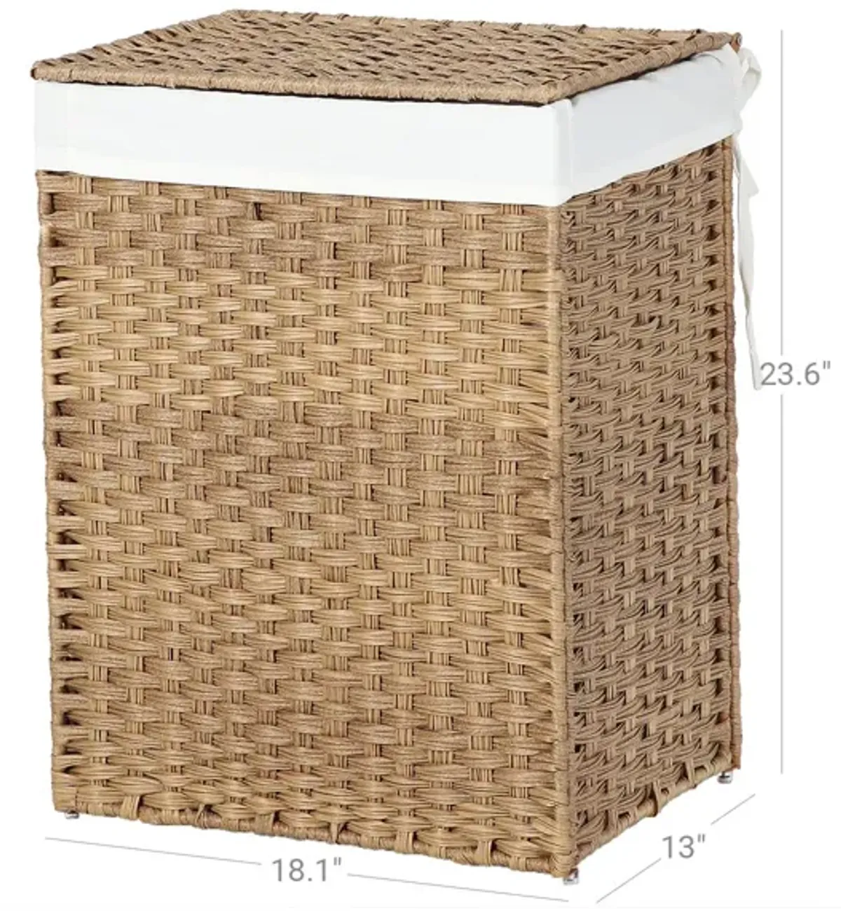 Handwoven Laundry Basket with Lid, 90L Synthetic Rattan Divided Clothes Hamper with Handles