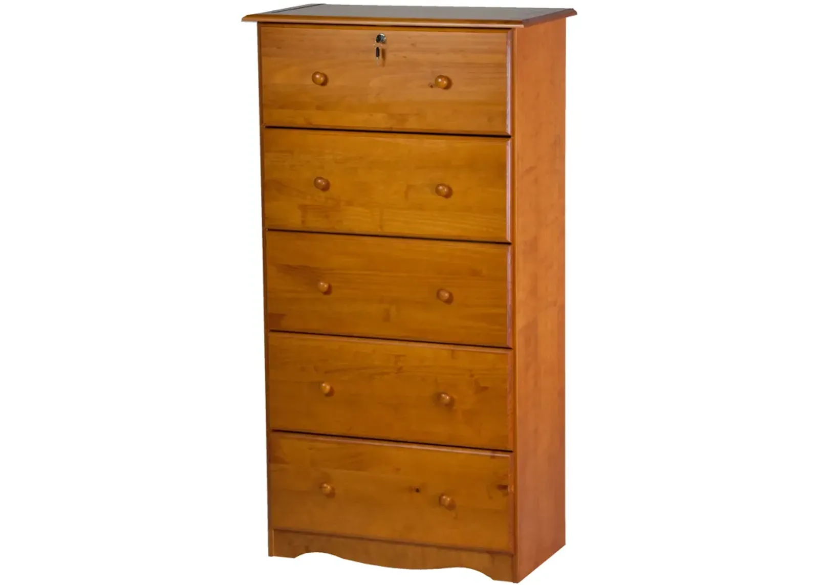 100% Solid Wood 5-Jumbo Drawer Chest with Lock