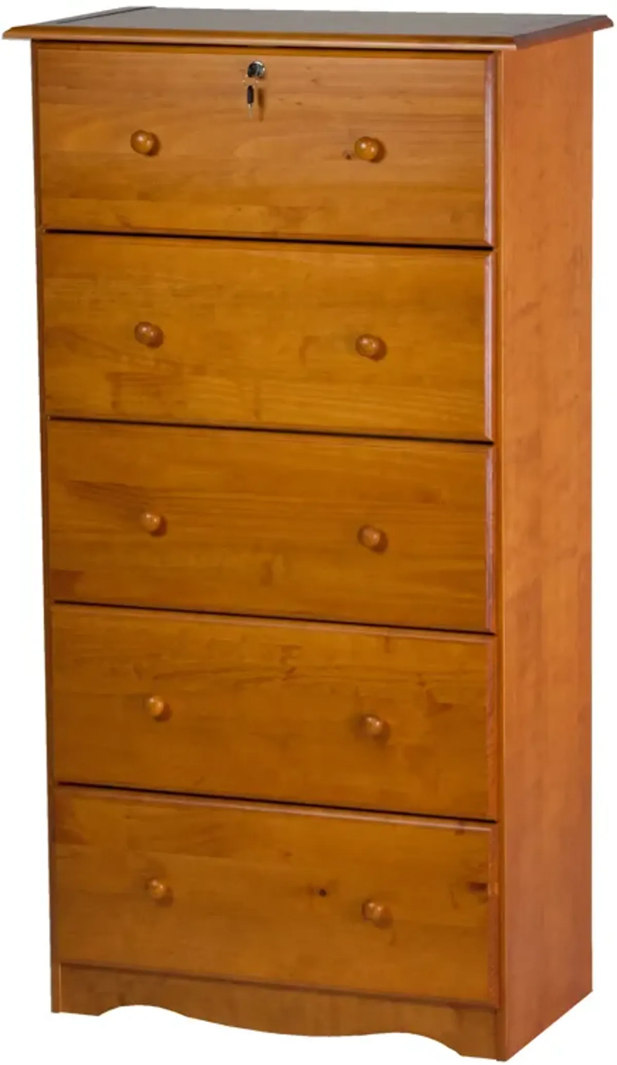 100% Solid Wood 5-Jumbo Drawer Chest with Lock