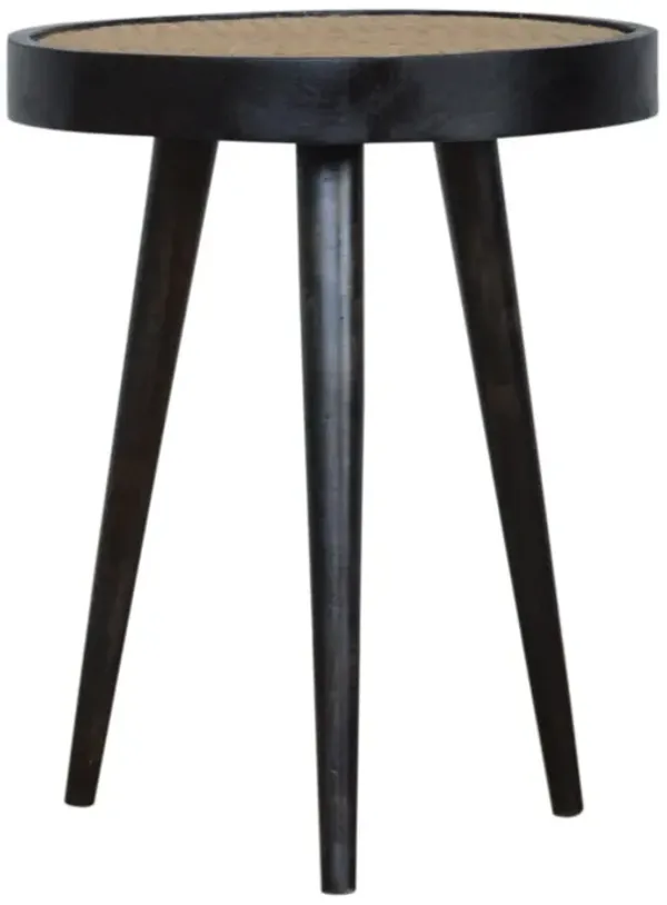 Solid Wood Ash Black Rattan End Table