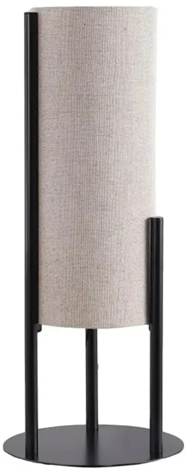 Hivvago 22" Black Metal Bedside Lamp With Beige Cylinder Shade