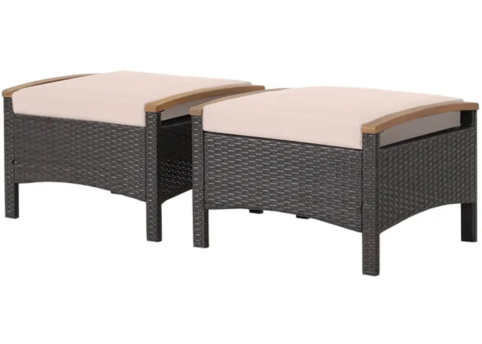 Set of 2 Fade-Resistant Wicker Patio Ottoman