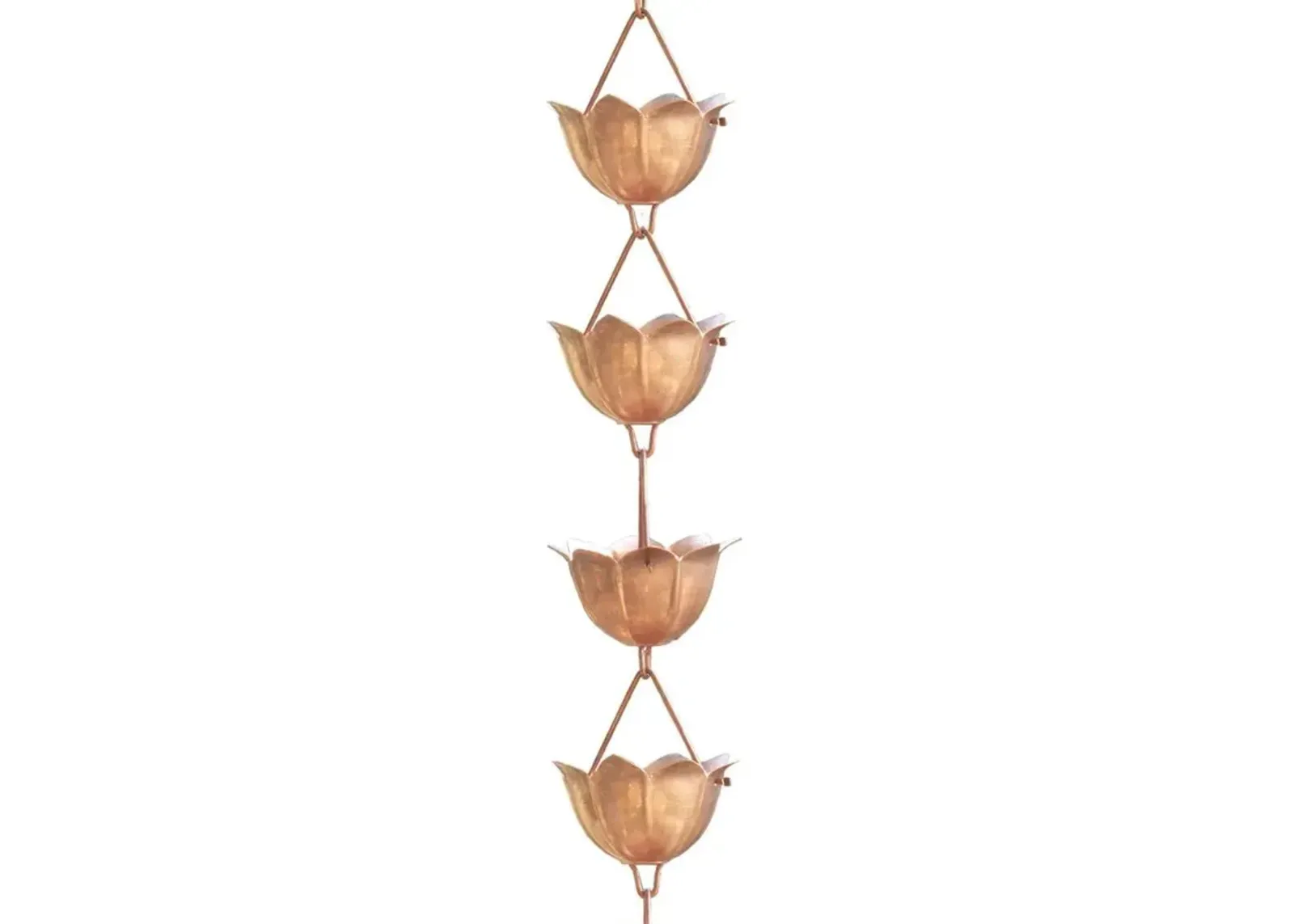 Lotus Flower 8.5-Ft Pure Copper Rain Chain for Rainwater Downspout