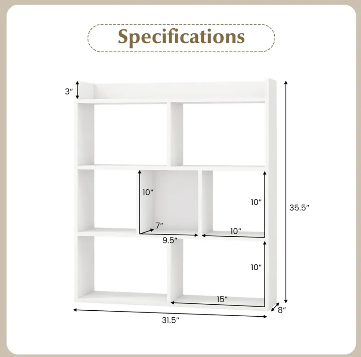 7 Cubes Open-back Bookshelf with Anti-Toppling Devices