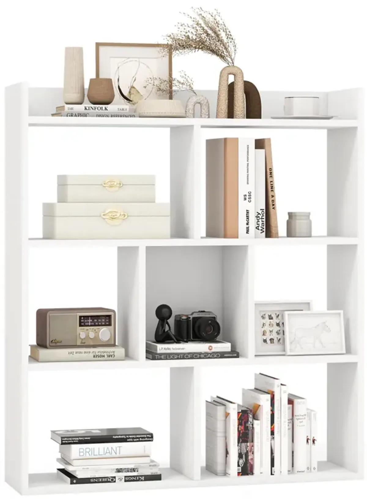 7 Cubes Open-back Bookshelf with Anti-Toppling Devices