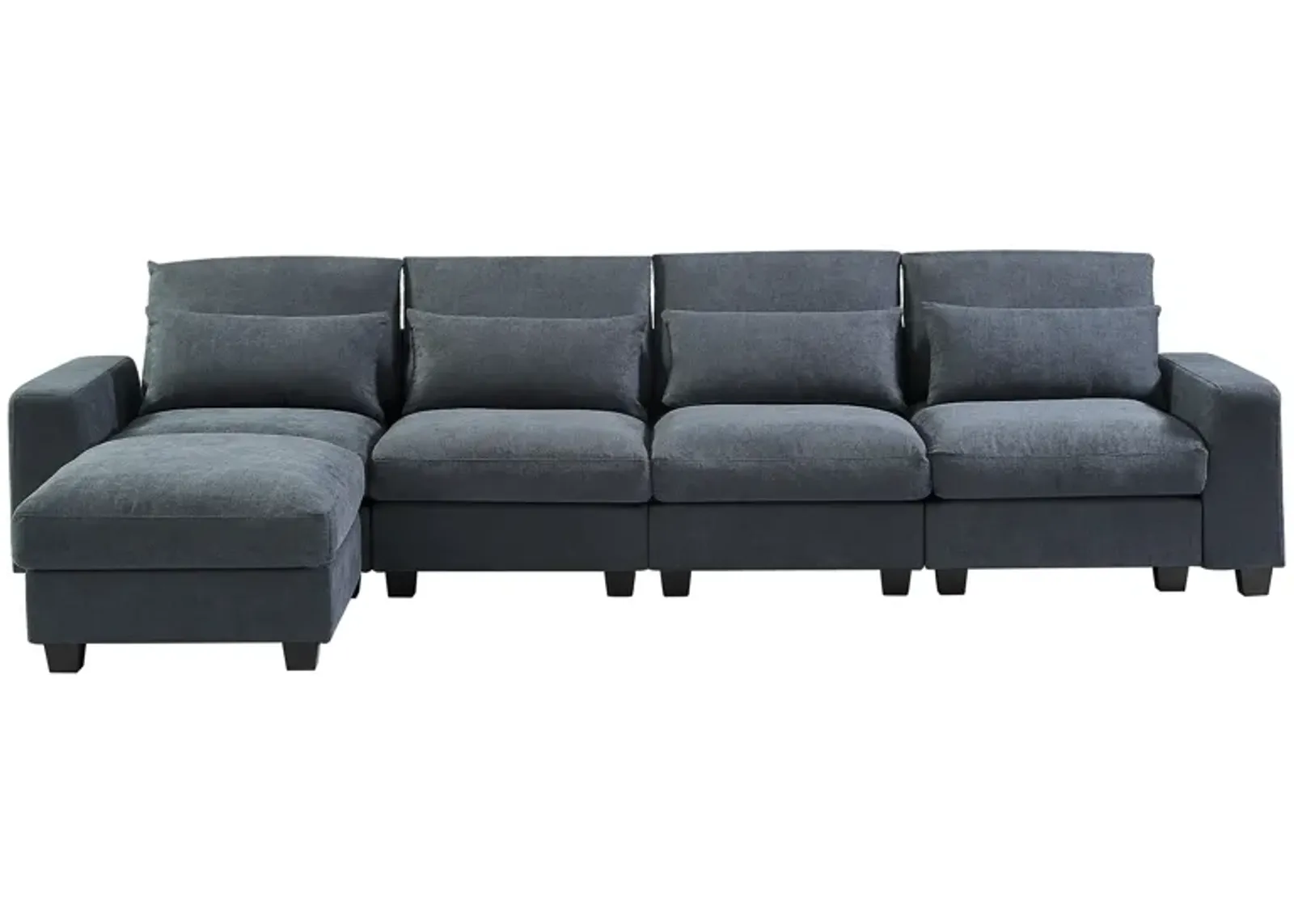 Modern Large L-Shaped Feather Filled Sectional Sofa, Convertible Sofa Couch With Reversible Chaise