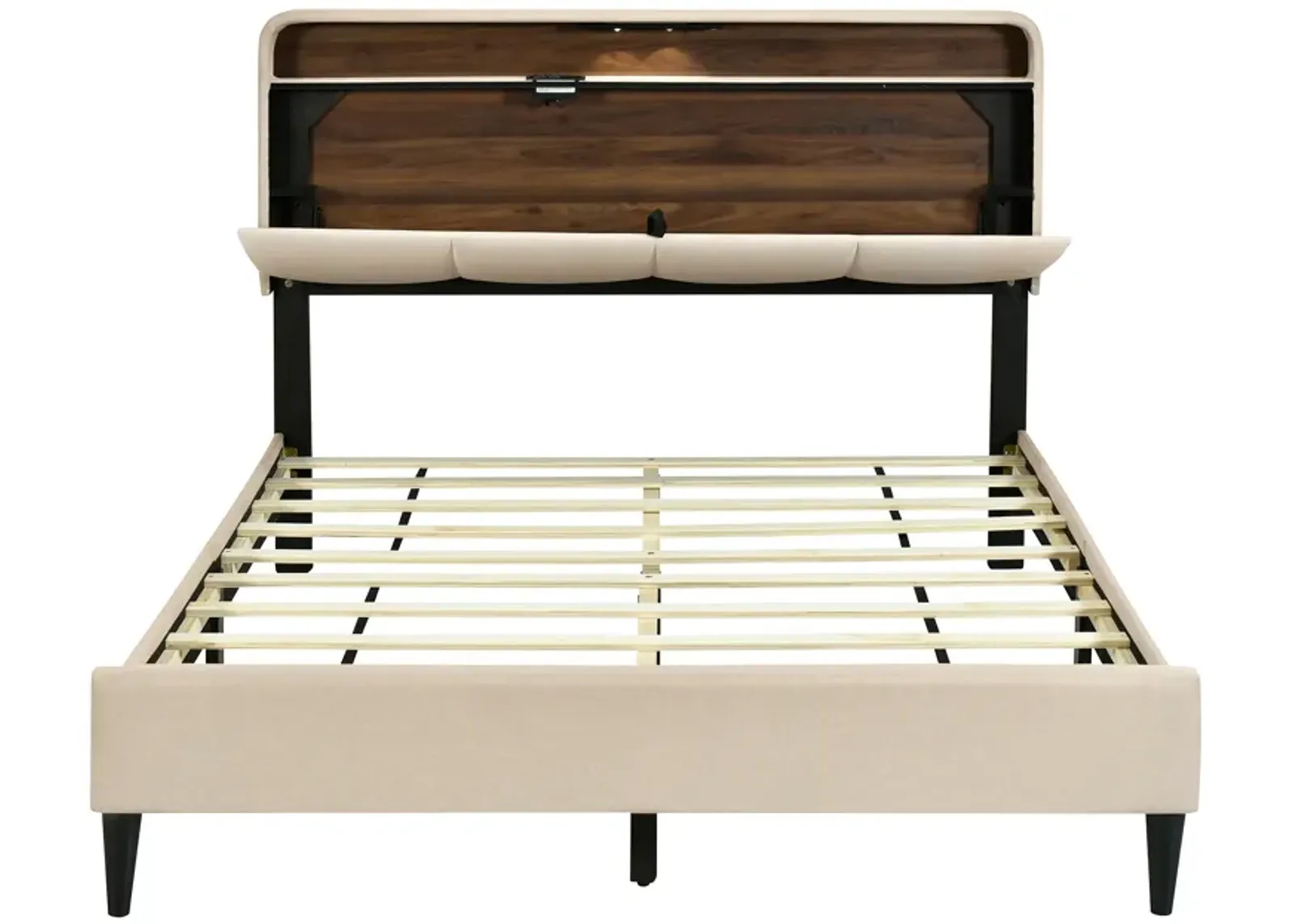 Merax Upholstered Platform Bed with Storage Headboard