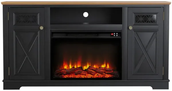 FESTIVO 61.5" Two-Tone TV Stand with Electric Fireplace Fits TVs Up to 70"