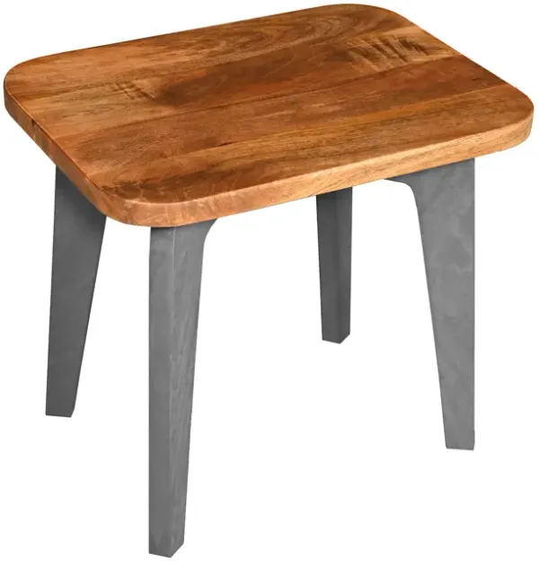 Wade 20 Inch Handcrafted Rectangular Side End Table, Solid Natural Brown Mango Wood, Inverted U Shape Legs-Benzara