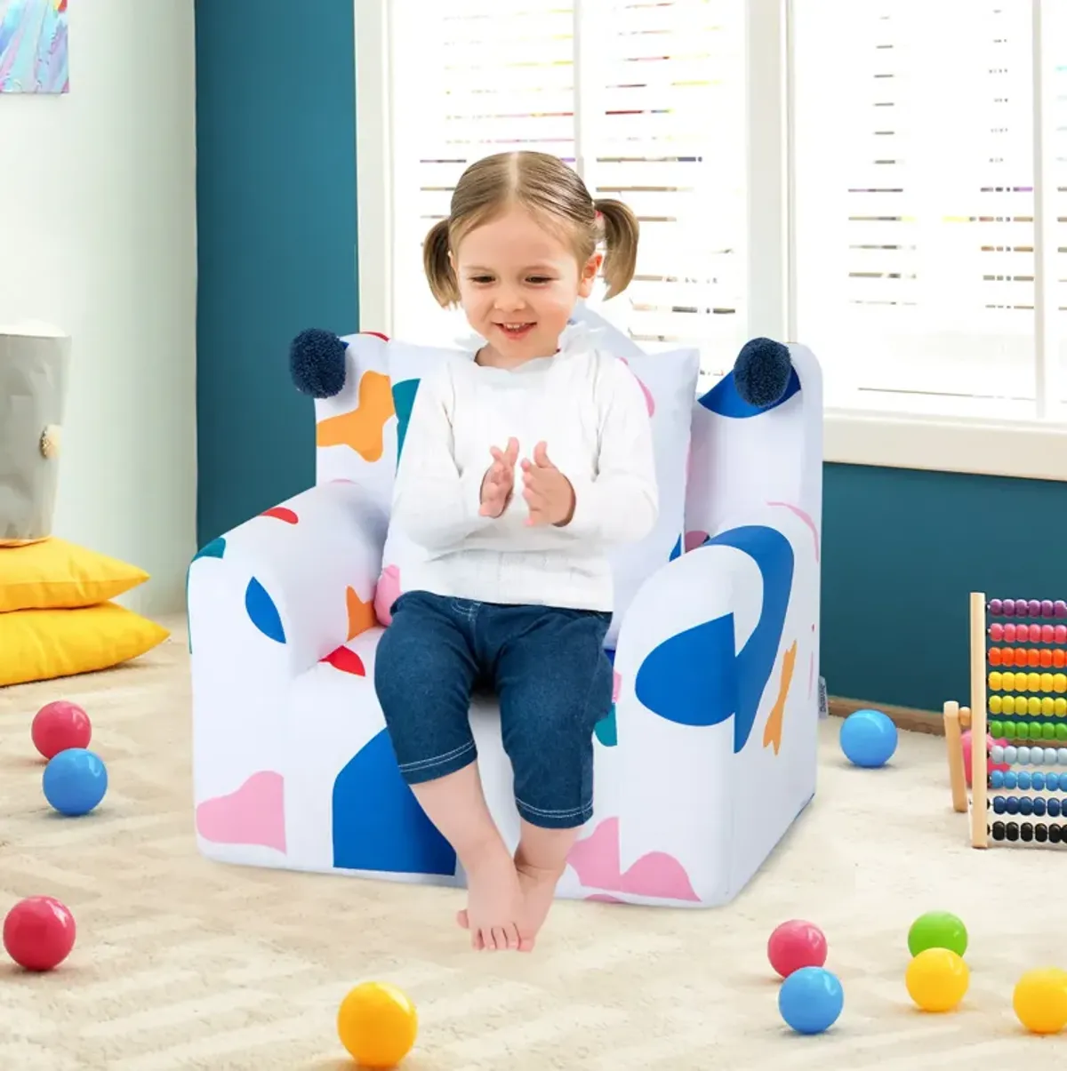 High-density Padding Kids Sofa with Armrest and Extra Pilow