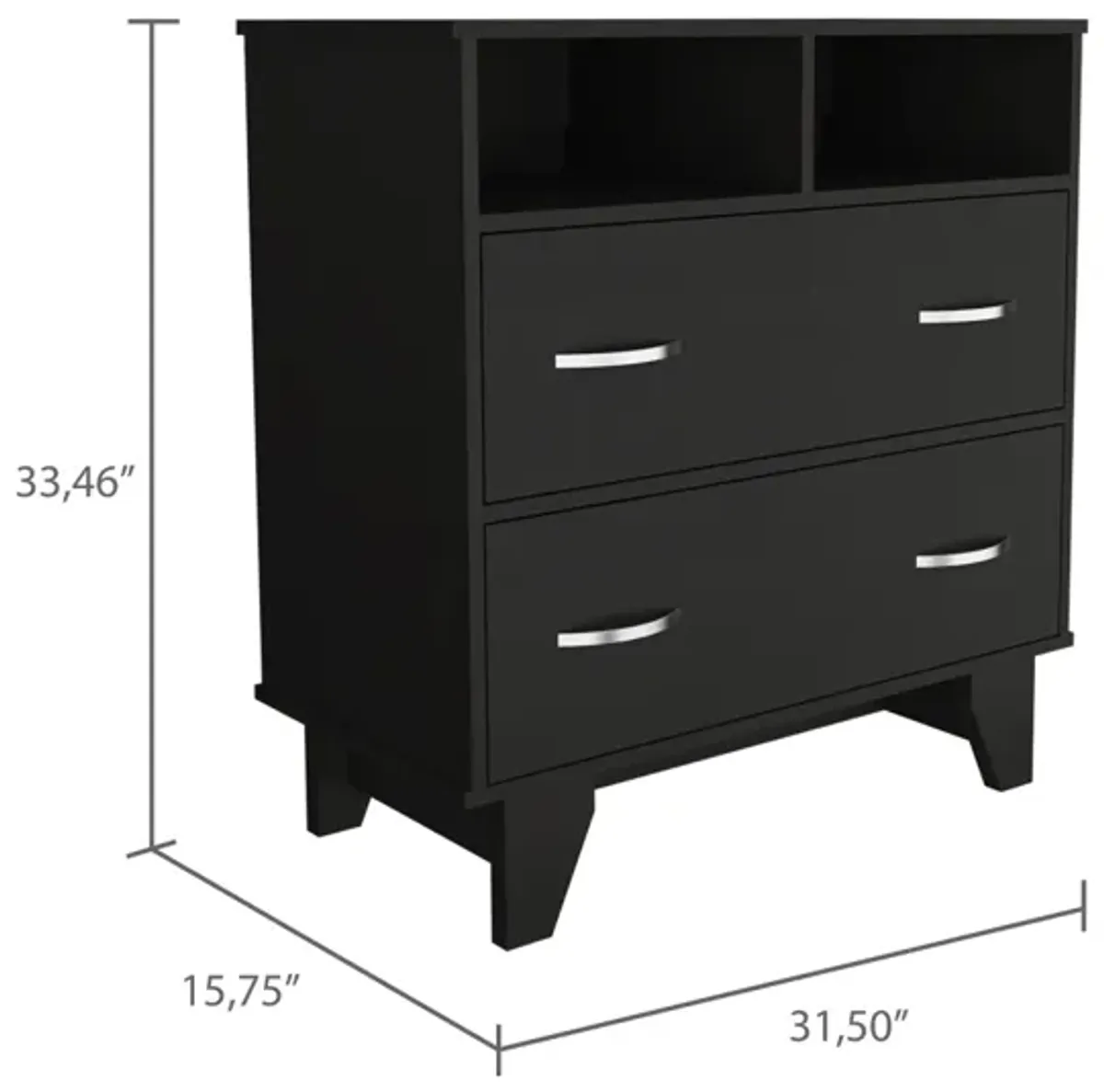 Aaron 2-Drawer 2-Shelf Dresser Wengue