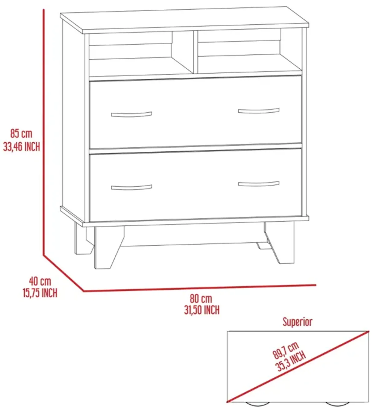 Aaron 2-Drawer 2-Shelf Dresser Wengue