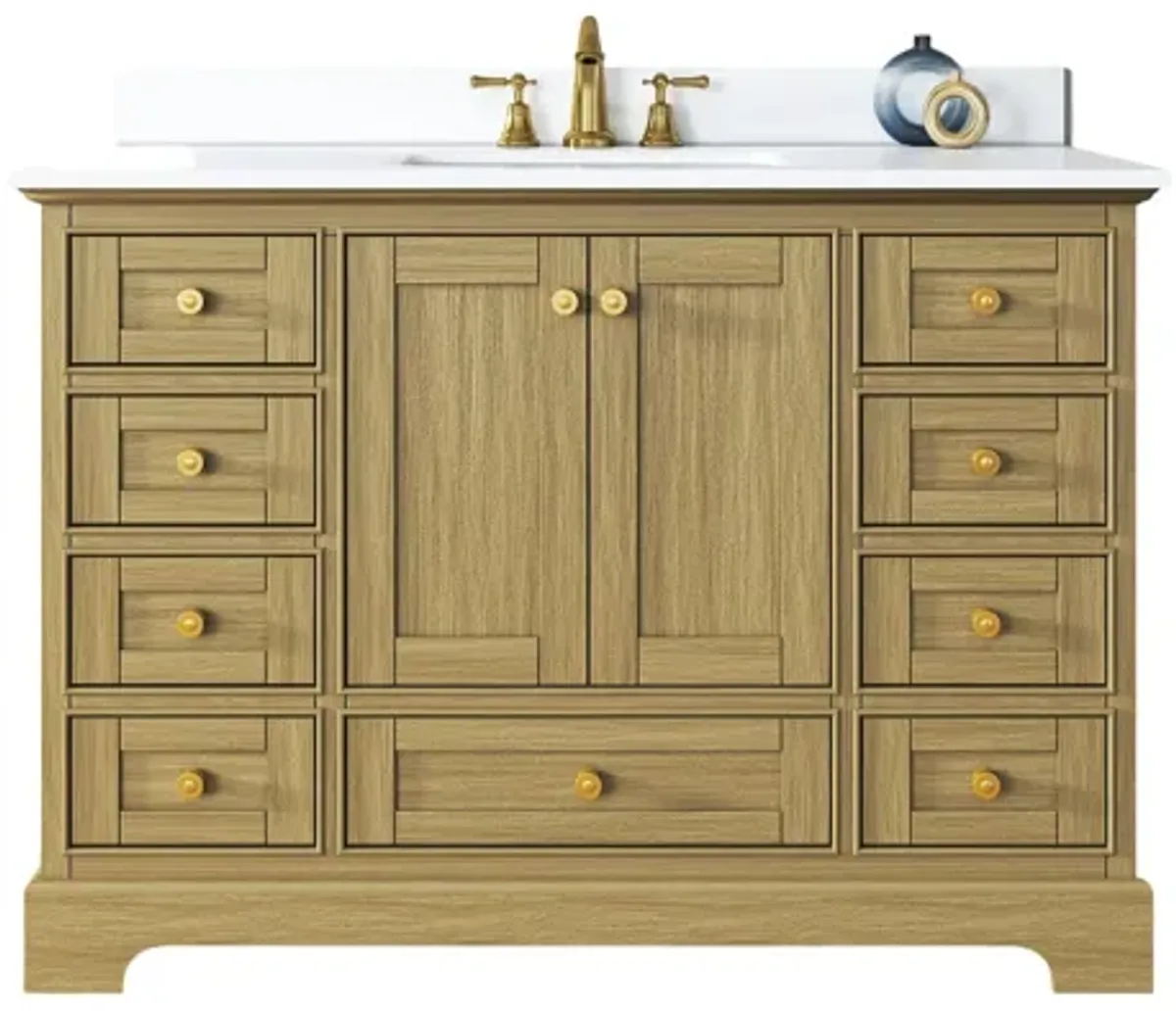 Audrey 48 in. Bath Vanity Set in Oak finish with white quartz Vanity Top and White Undermount Basin