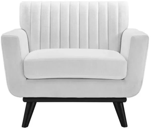 Modway Engage Channel Tufted Fabric Armchair in White