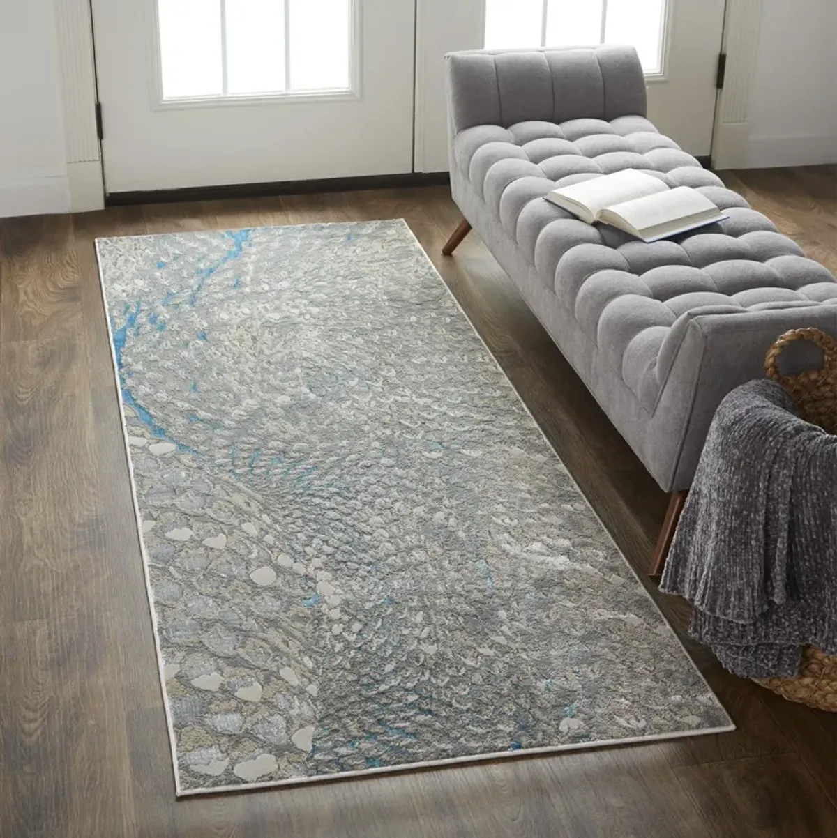 Azure 3403F Blue/Silver/Gray 2'10" x 7'10" Rug