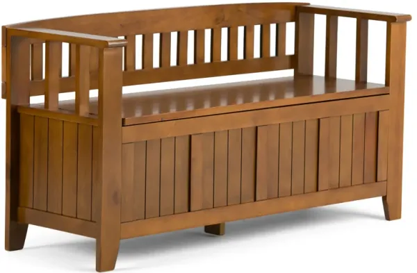 Acadian SOLID WOOD 48 inch Wide Transitional Entryway Storage Bench in Light Avalon Brown
