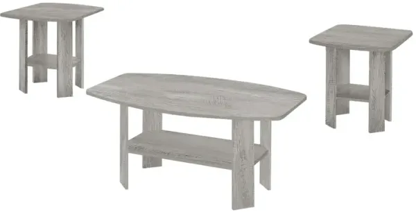 Monarch Specialties I 7870P Table Set, 3pcs Set, Coffee, End, Side, Accent, Living Room, Laminate, Grey, Transitional