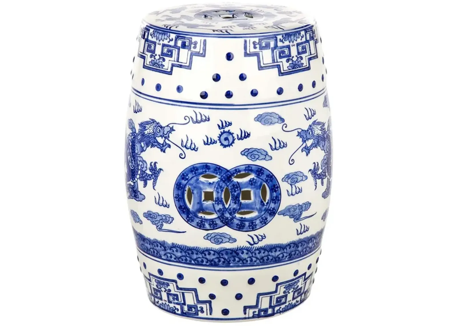 Belen Kox Imperial Blue Chinoiserie Garden Stool, Belen Kox