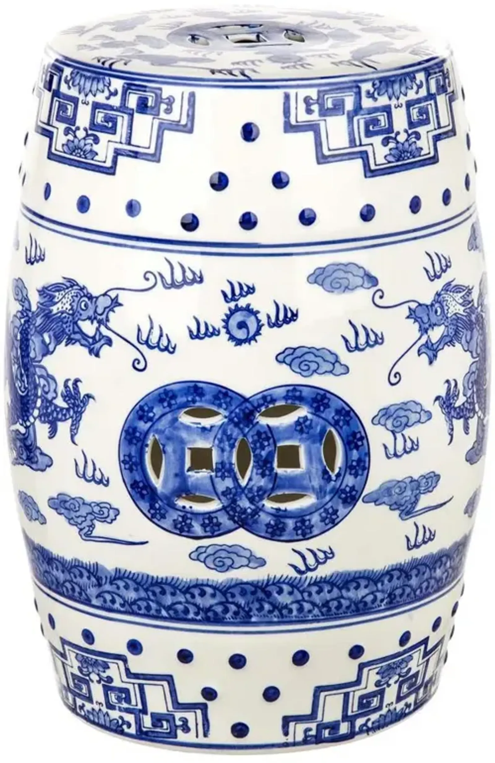 Belen Kox Imperial Blue Chinoiserie Garden Stool, Belen Kox