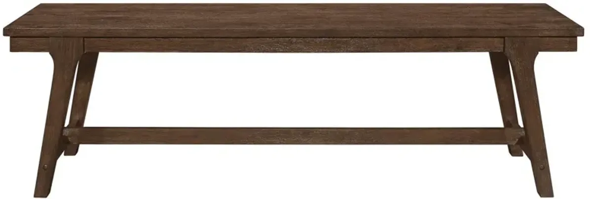 Riza 60 Inch Bench, Wire Brushed, Asian Hardwood, Angled Block Legs, Brown - Benzara