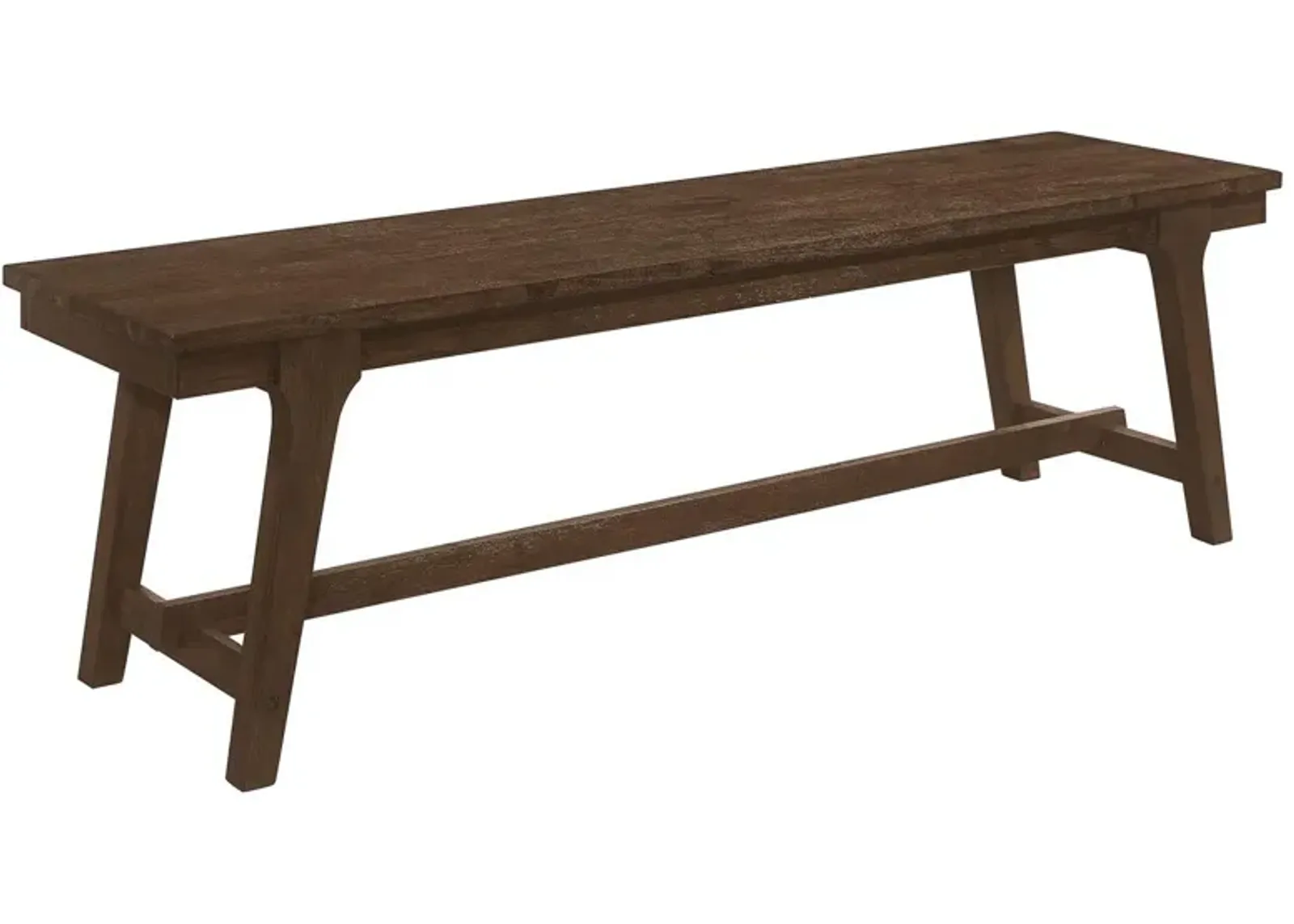 Riza 60 Inch Bench, Wire Brushed, Asian Hardwood, Angled Block Legs, Brown - Benzara