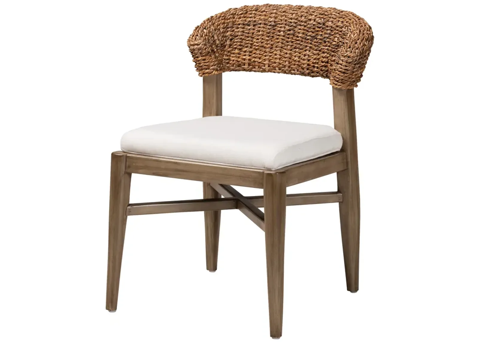 Bali & Pari Chloe Modern Walnut Brown Finished Mahogany Wood and Natural Dining Chair