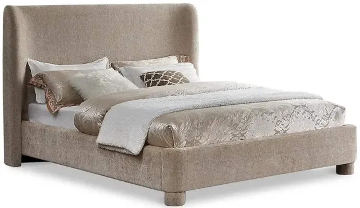 Meridian Furniture Penny Beige Chenille Fabric King Bed