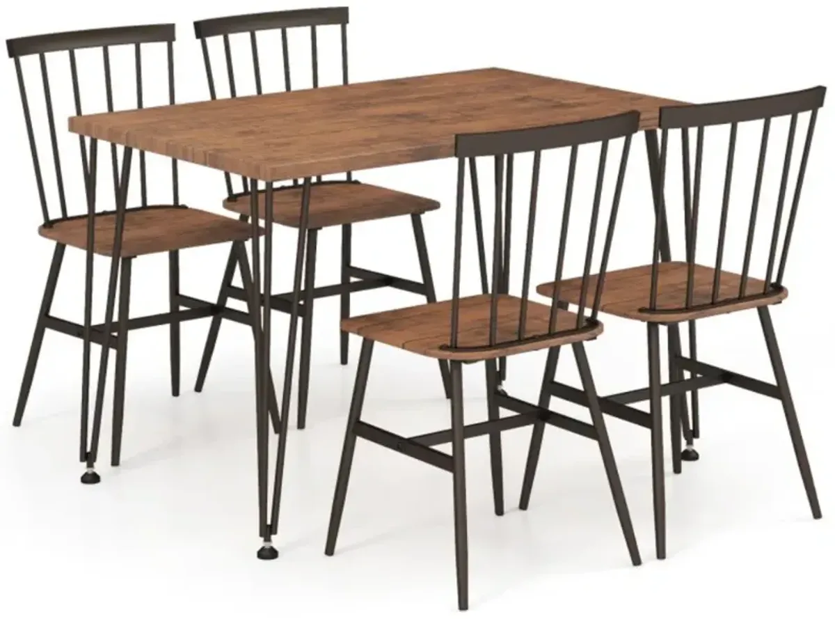 5-Piece Dining Table Set for 4 with 360° Swivel Feet for Small Place