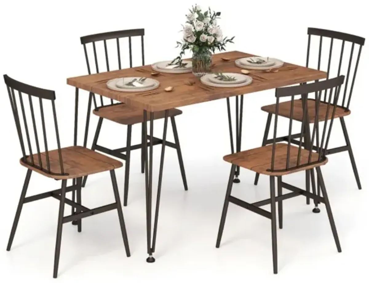 5-Piece Dining Table Set for 4 with 360° Swivel Feet for Small Place