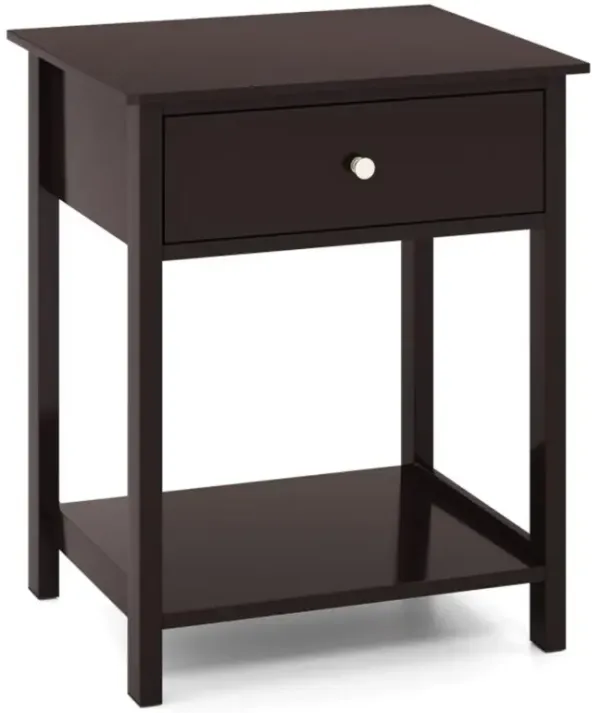 Hivvago Wooden Storage Shelf with Drawer for Bedroom and Living Room