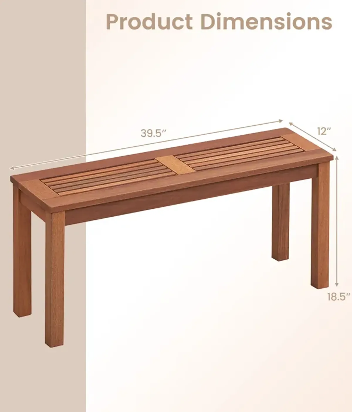 2-Seater Patio Backless Dining Bench with Breathable Slatted Seat