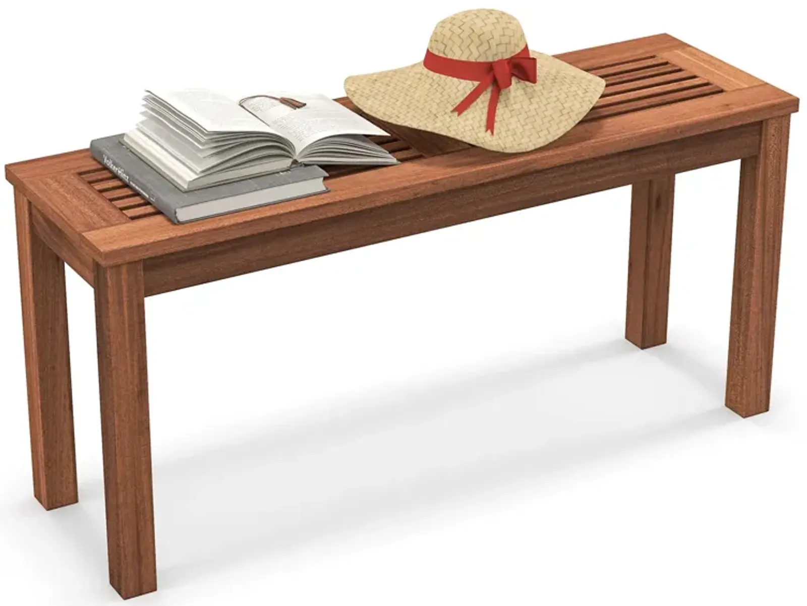 2-Seater Patio Backless Dining Bench with Breathable Slatted Seat