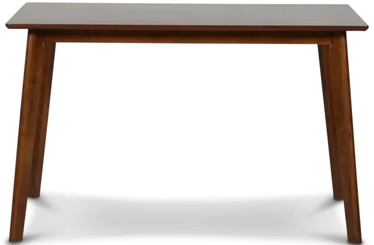 Bev 47 Inch Modern Dining Table, Sleek Rubberwood Frame, Dark Walnut Brown-Benzara