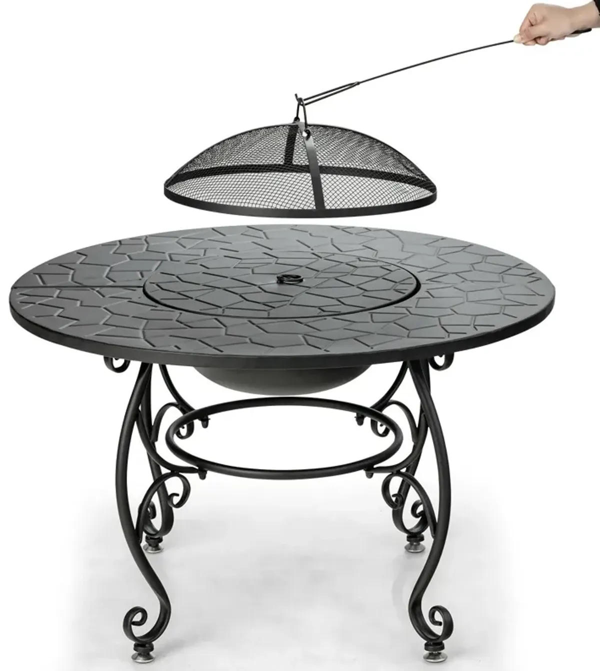 35.5 Feet Patio Fire Pit Dining Table With Cooking BBQ Grate