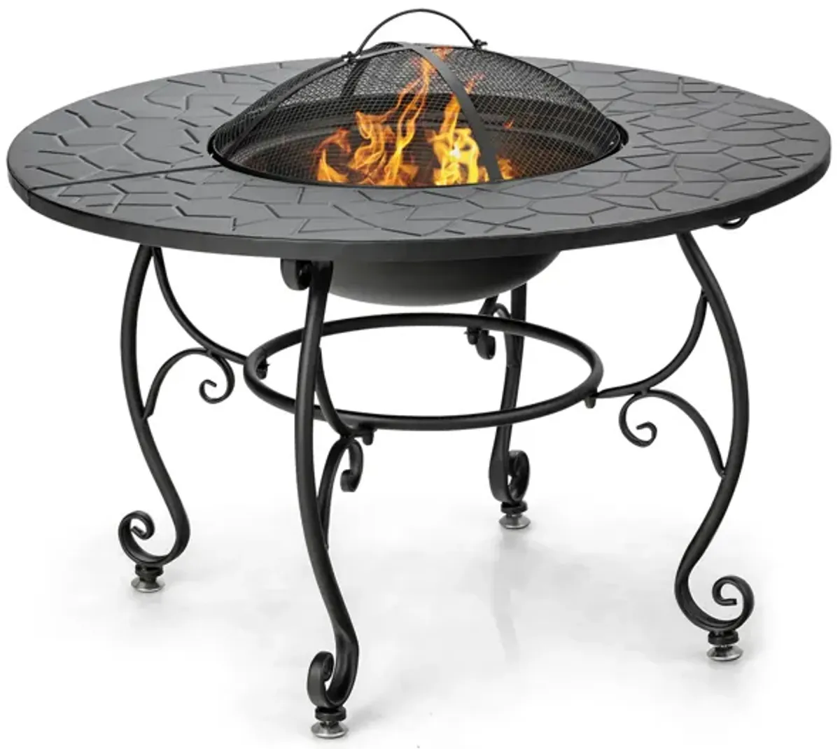 35.5 Feet Patio Fire Pit Dining Table With Cooking BBQ Grate